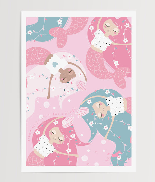 PINK MERMAIDS DIGITAL POSTER SET