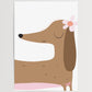 DACHSHUNDS AND DAISIES DIGITAL POSTER SET OF 5