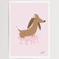 DACHSHUNDS AND DAISIES DIGITAL POSTER SET OF 5