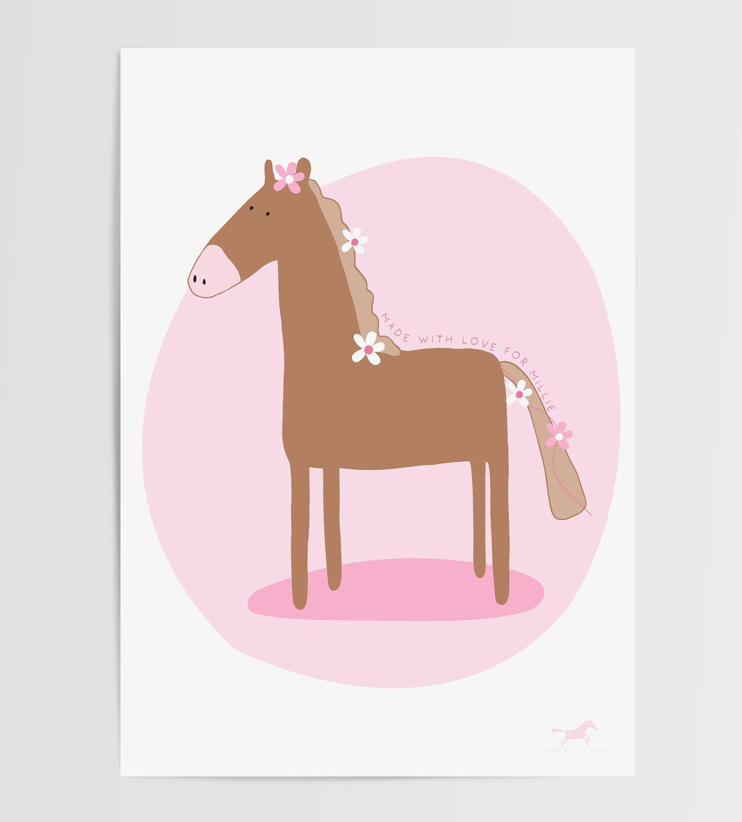 PINK HORSES DIGITAL POSTER SET OF 5