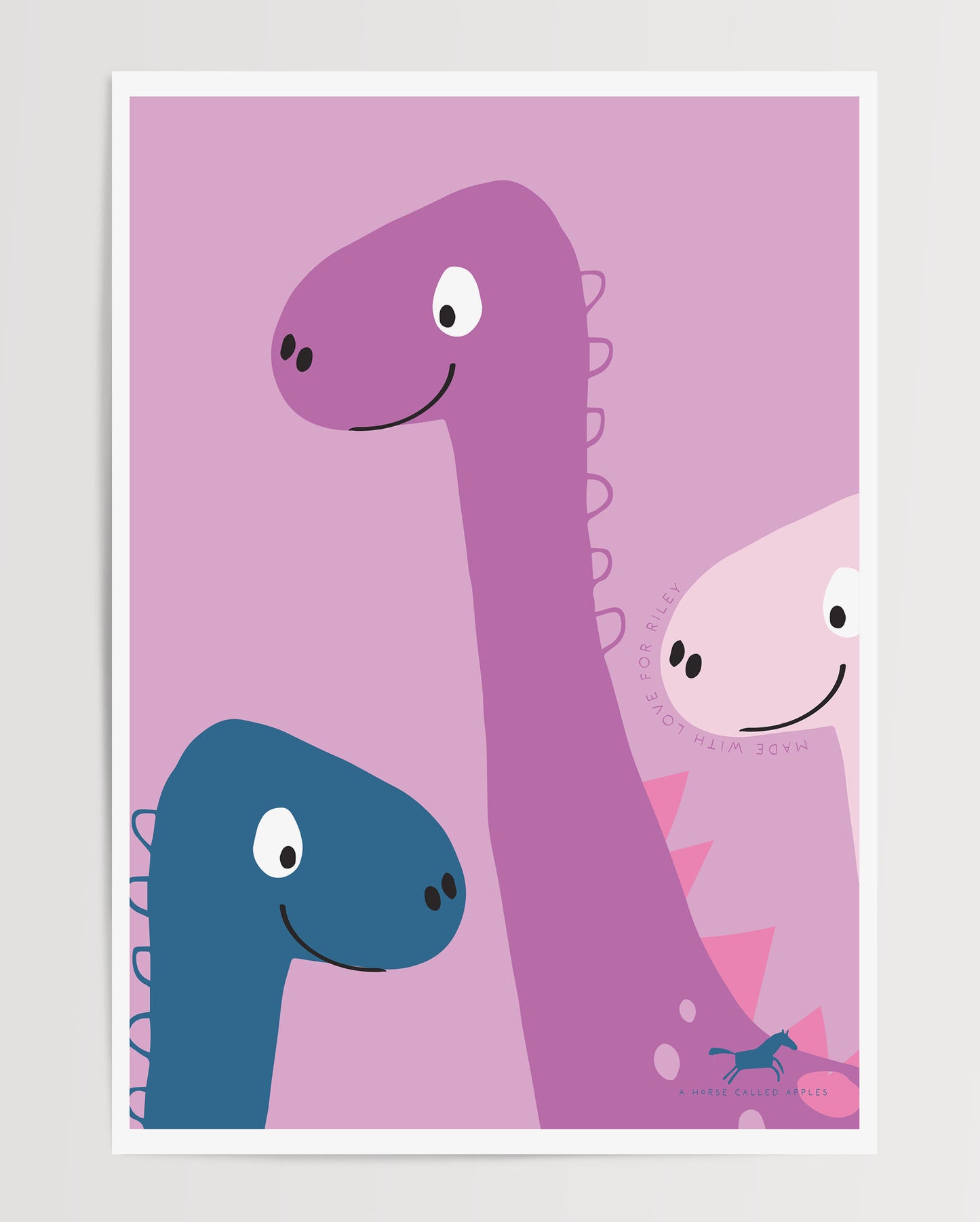 PINK DINO DIGITAL WALL ART SET OF 4