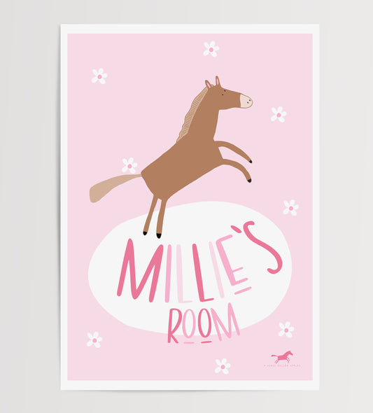 PINK HORSES DIGITAL POSTER SET OF 5