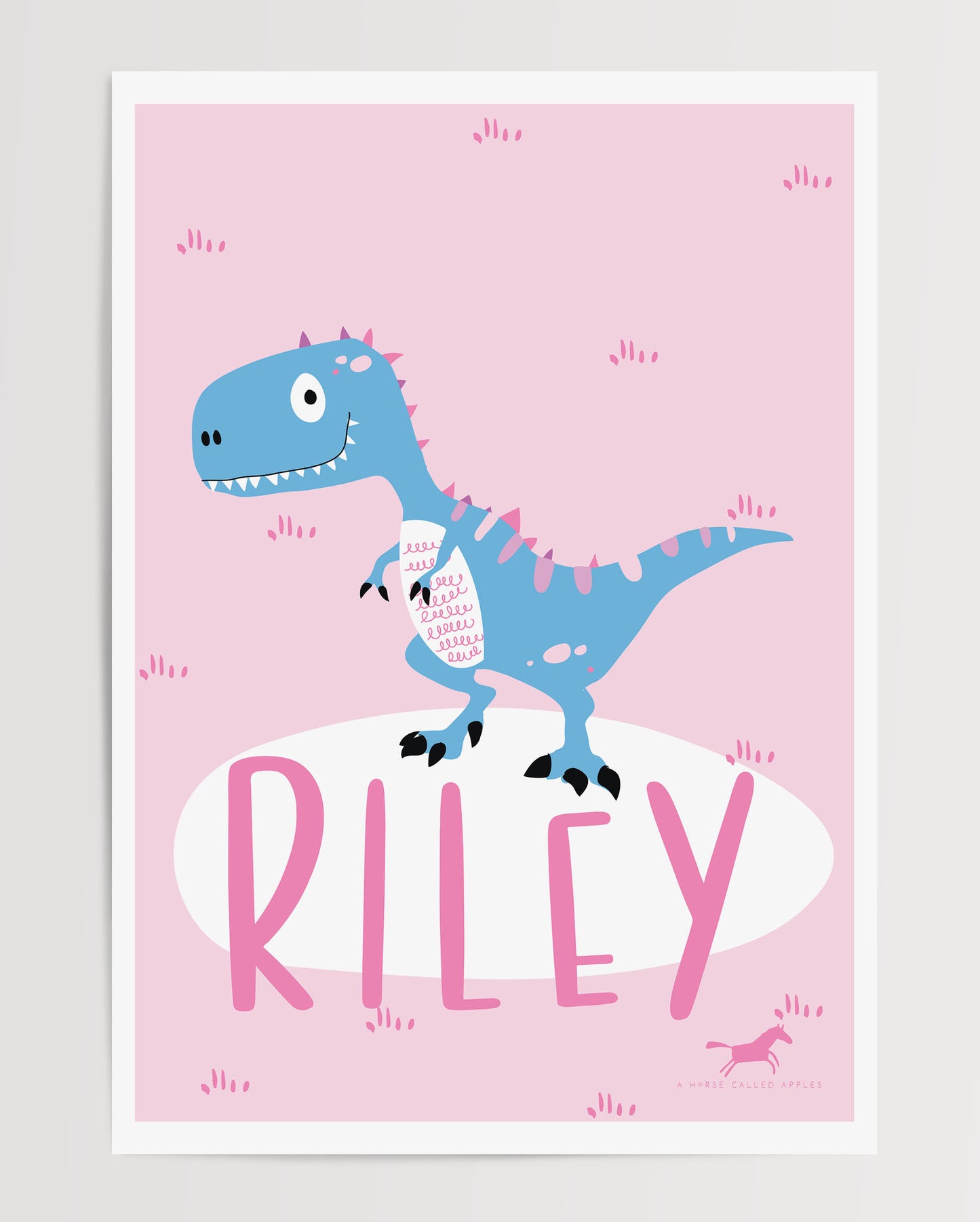 PINK DINO DIGITAL WALL ART SET OF 4